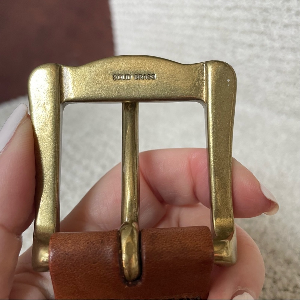 Eddie Bauer Braided Leather Solid Brass Buckle Be… - image 2